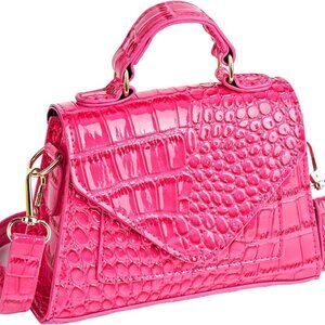 Compact Vegan Leather Clutch - Trendy Crocodile Pattern Mini Handbag for Events